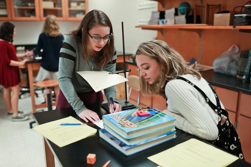 students working in the physics lab